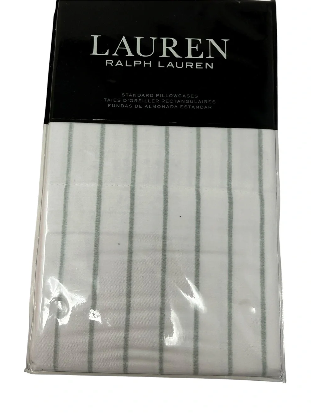 Lauren Ralph Lauren Spencer Standard Sage Green Stripe Pillowcase (Pair) NWT